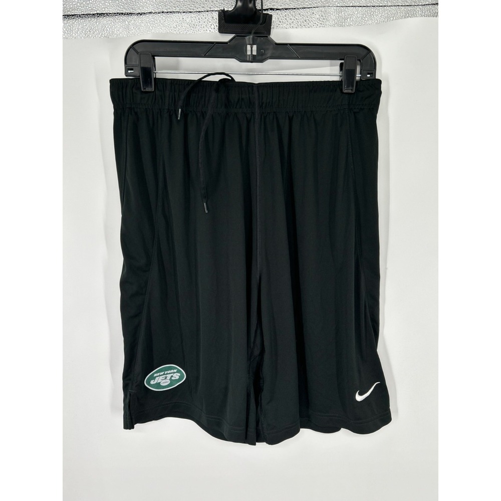Nike Dri Fit NFL New York Jets Shorts Mens Large Black Drawstring Elastic Waist